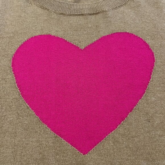 J. Crew Factory Brown Sweater with Pink Heart - Picture 6 of 9